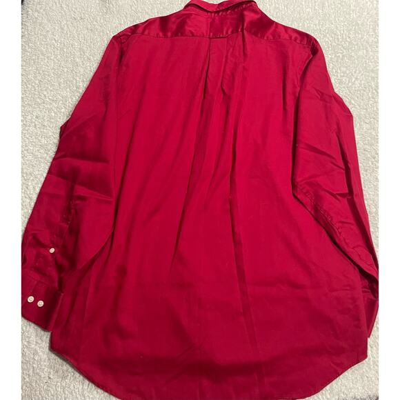 IZOD Mens XL Easy Care Twill Wrinkle Free Button Down Long Sleeve Shirt Red - Picture 5 of 7